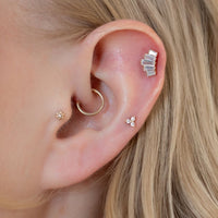 Yellow Gold Threadless Tops Baguette Cluster Earring Top The Curated Lobebaguettecartilageconch