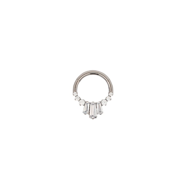 Silver Hoops Baguette Crystal Daith Clicker Hoop The Curated Lobedaithdaith clickerhoops