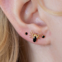 Yellow Gold Threadless Tops Black Crystal Spider Earring Top The Curated Lobecartilageconchflat