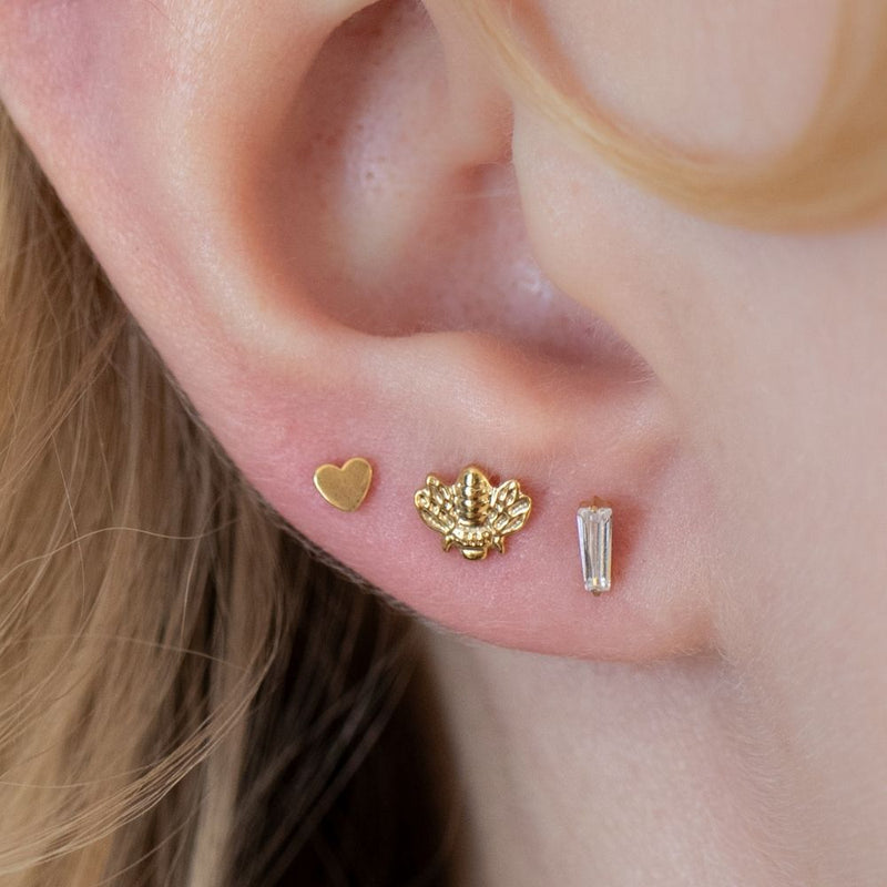 Yellow Gold Threadless Tops Bumblebee Earring Top The Curated Lobebeebumblebeecartilage