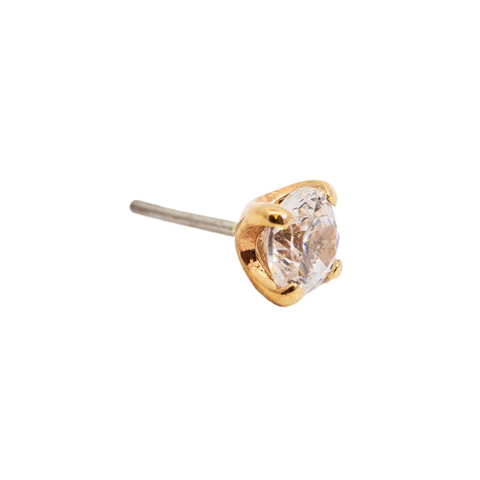 Yellow Gold Studs Claw - set Crystal Earring The Curated Lobe14k gold14k gold topcartilage