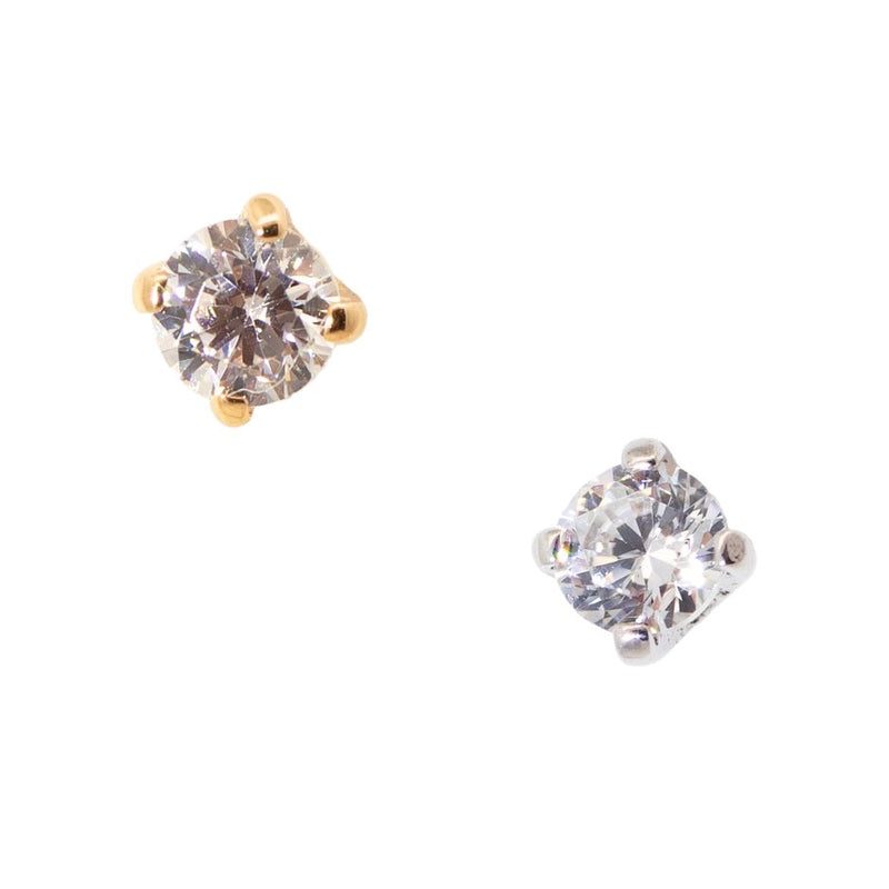 Yellow Gold Studs Claw - set Crystal Earring The Curated Lobe14k gold14k gold topcartilage