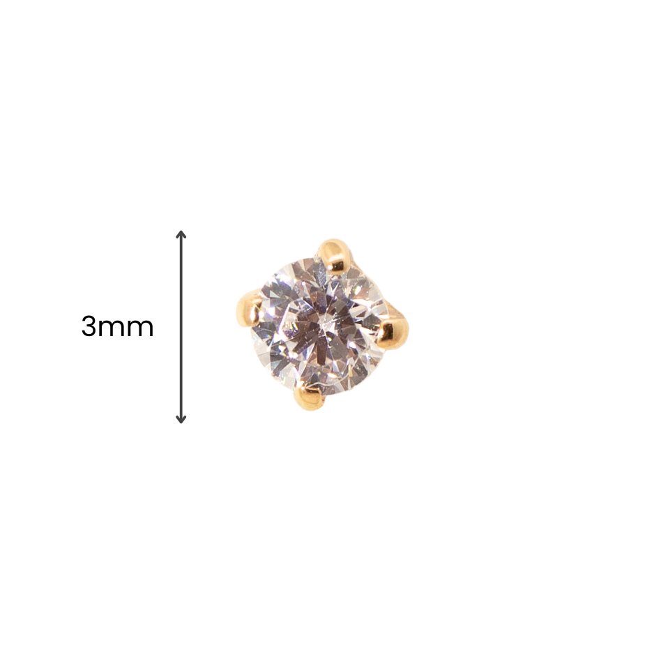 Yellow Gold Studs Claw - set Crystal Earring The Curated Lobe14k gold14k gold topcartilage