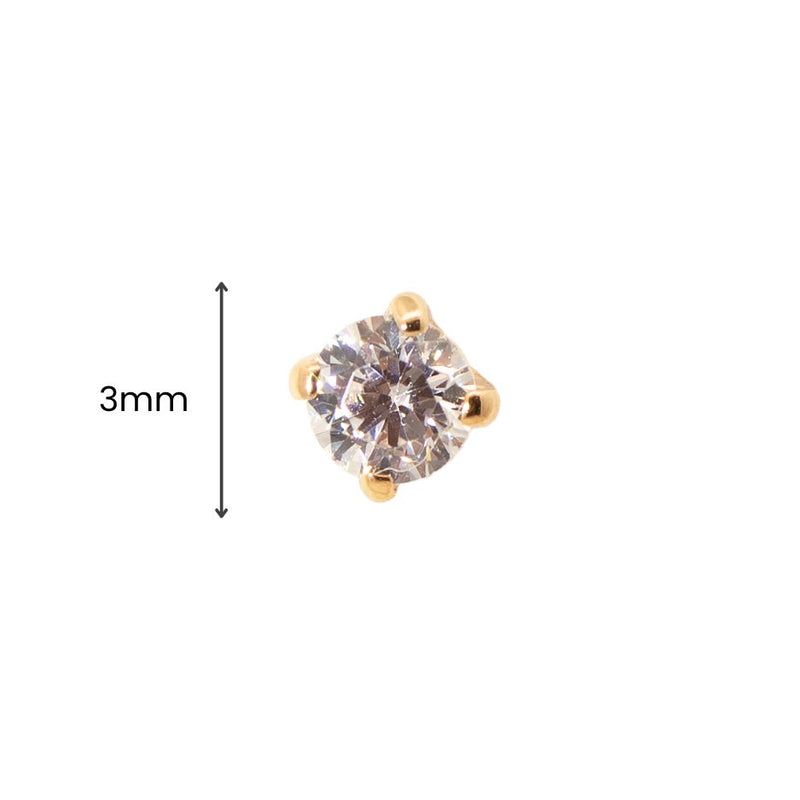 Yellow Gold Studs Claw - set Crystal Earring The Curated Lobe14k gold14k gold topcartilage