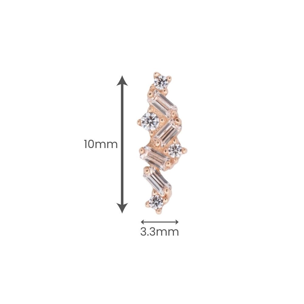 Yellow Gold Studs Crystal Baguette Cluster Earring The Curated Lobe14k gold14k gold topbaguette