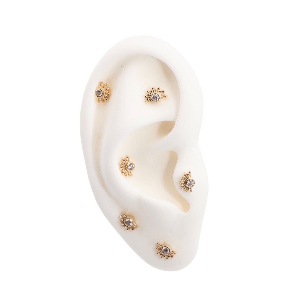 Yellow Gold Studs Crystal Burst Earring The Curated Lobe14k gold14k gold topburst