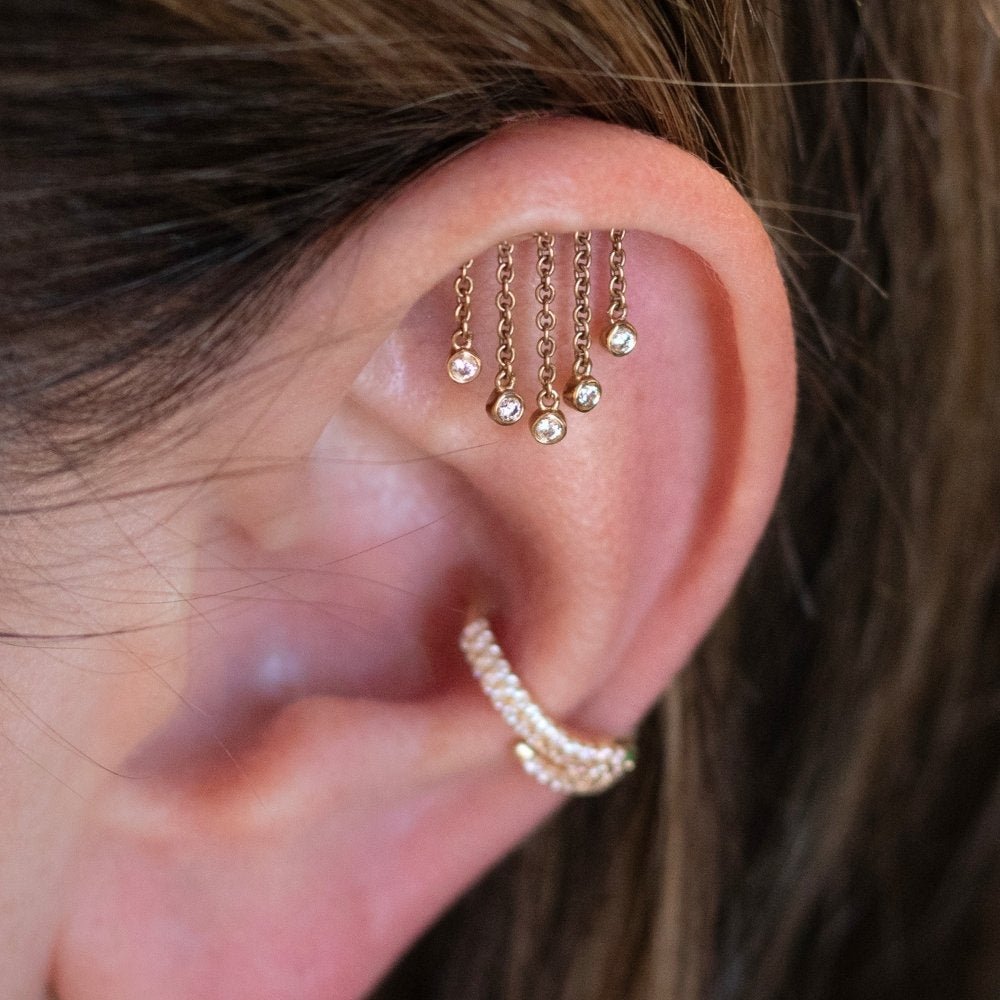 Yellow Gold Studs Crystal Chandelier Floating Helix Earring The Curated Lobe14k gold14k gold topbestseller