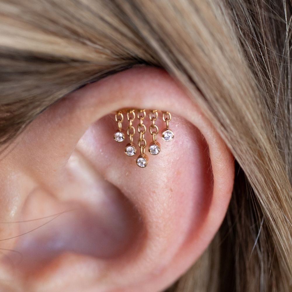 Yellow Gold Threadless Tops Crystal Chandelier Floating Helix Top The Curated Lobecartilagefloatingfloating helix