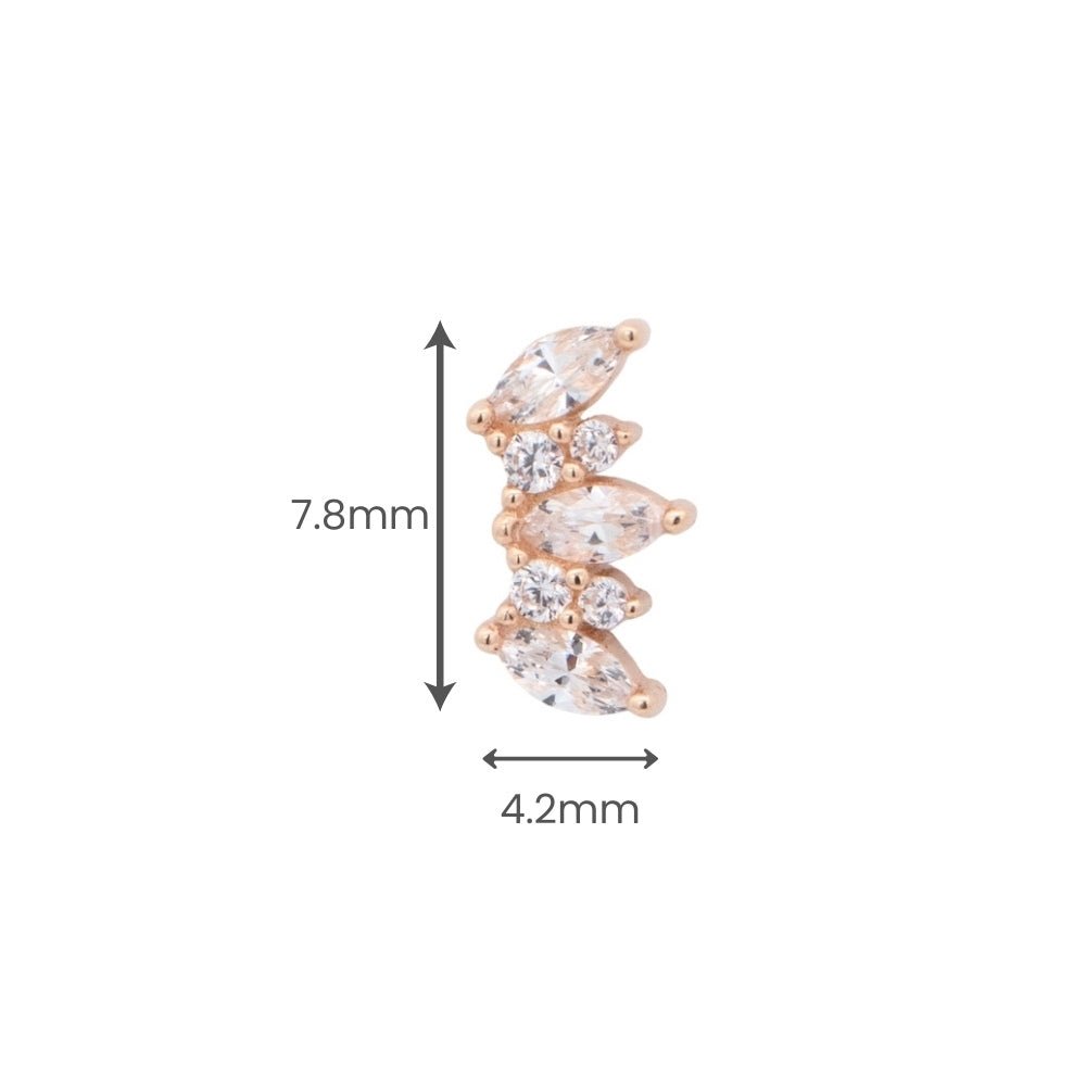 Yellow Gold Studs Crystal Cluster Fan Earring The Curated Lobe14k gold14k gold topcartilage