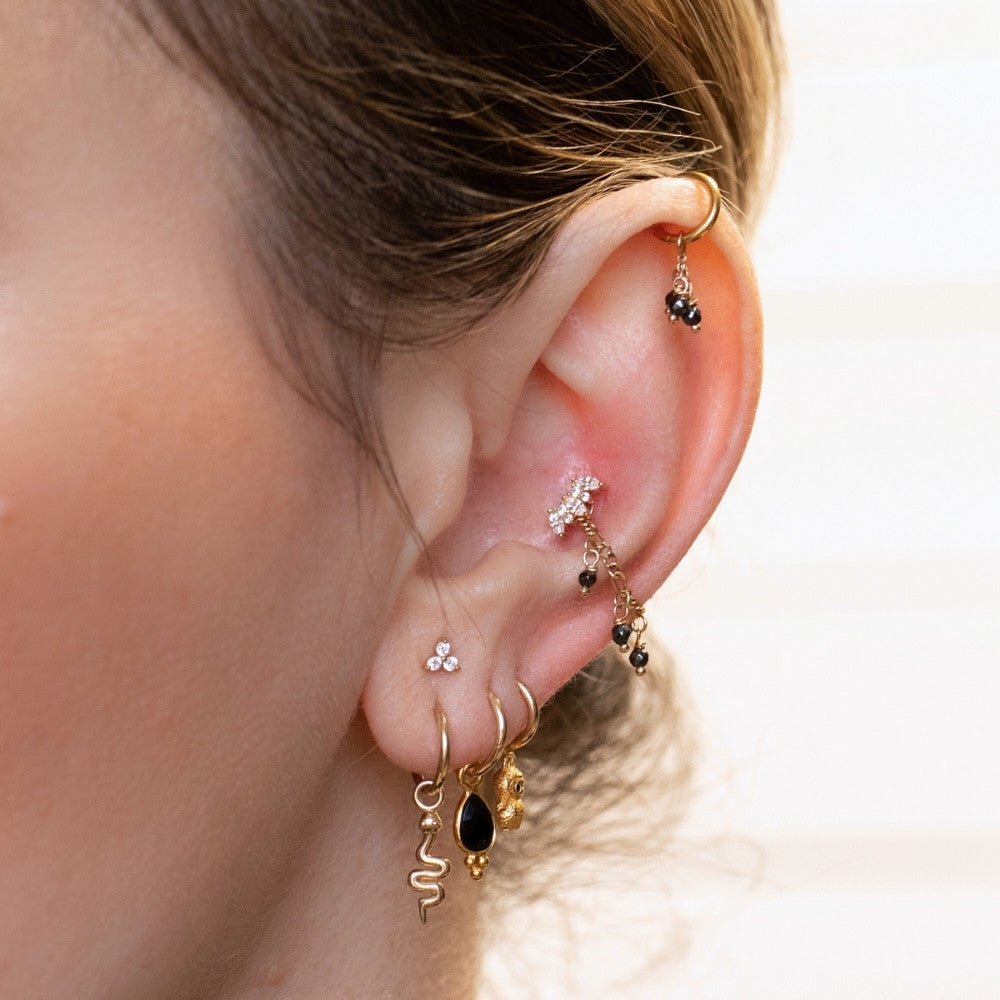 Yellow Gold Studs Crystal Cluster Fan Earring The Curated Lobe14k gold14k gold topcartilage