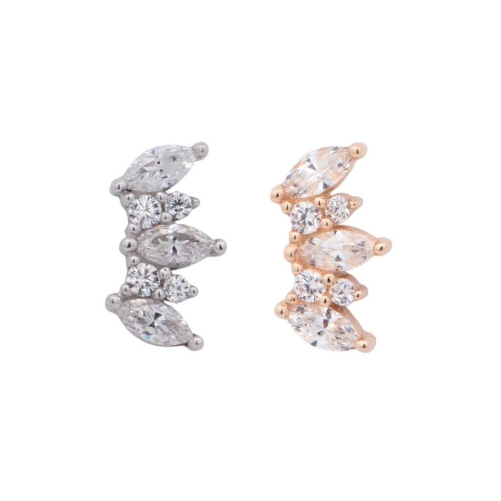 Yellow Gold Studs Crystal Cluster Fan Earring The Curated Lobe14k gold14k gold topcartilage