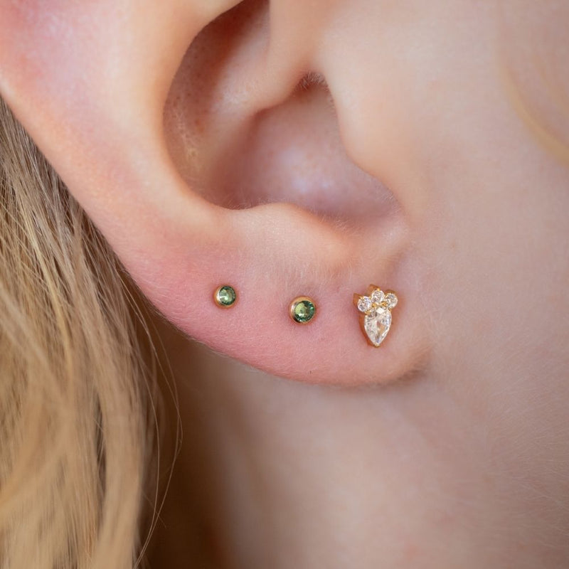 Yellow Gold Threadless Tops Crystal Droplet Cluster Earring Top The Curated Lobecartilageclusterconch