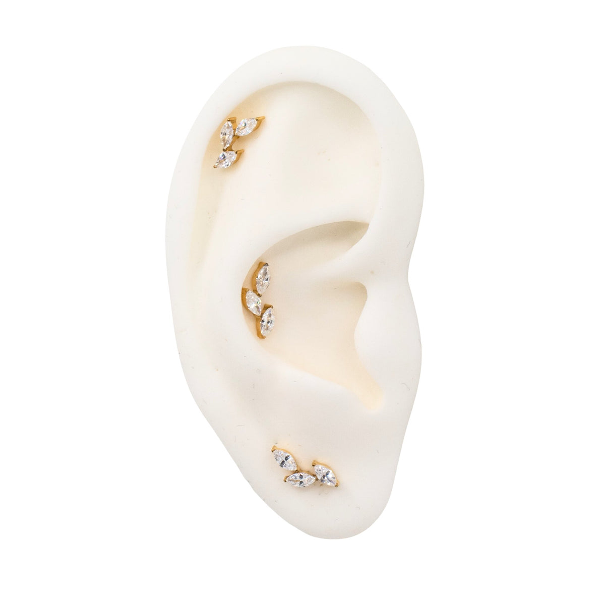 Yellow Gold Threadless Tops Crystal Leaf Earring Top The Curated Lobecartilageconchflat