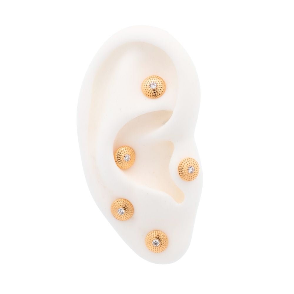 Yellow Gold Threadless Tops Crystal Shield Earring Top The Curated Lobecartilageconchdisc