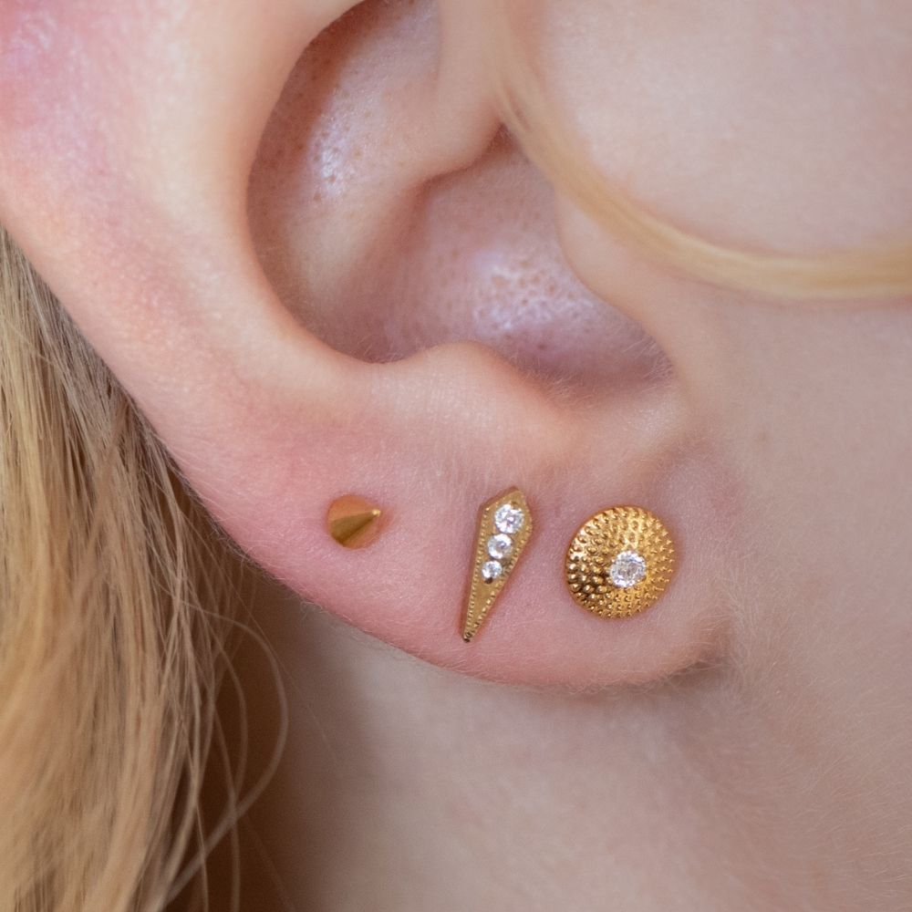 Yellow Gold Threadless Tops Crystal Shield Earring Top The Curated Lobecartilageconchdisc
