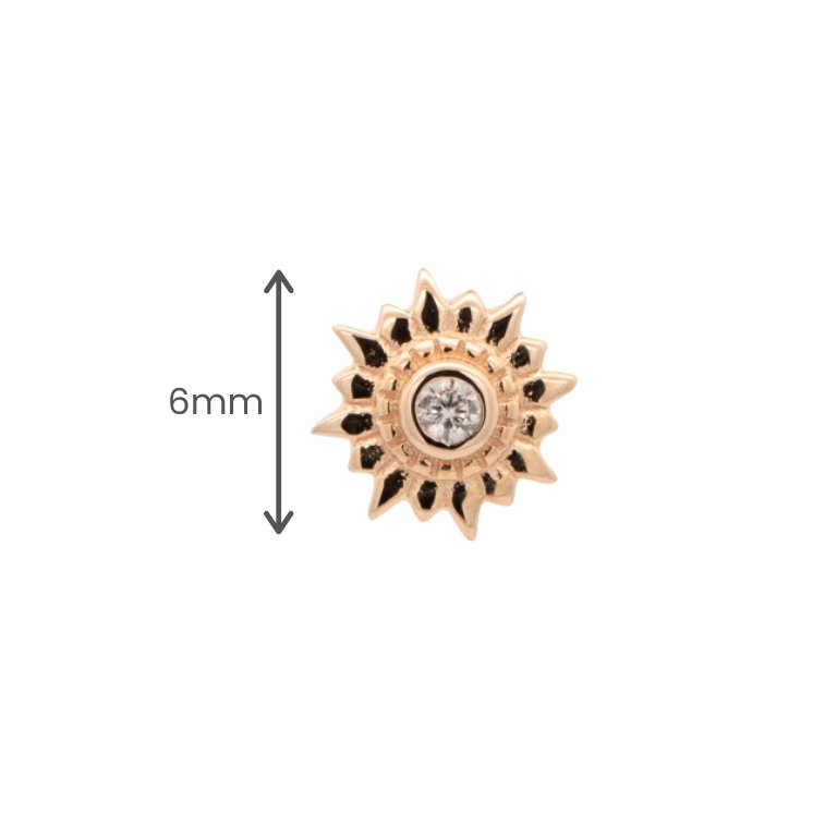 Yellow Gold Studs Crystal Sunflower Earring The Curated Lobe14k gold14k gold topcartilage