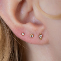 Yellow Gold Threadless Tops Crystal Tri - Bead Earring Top The Curated Lobecartilageconchlobe