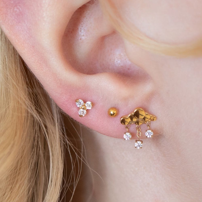 Yellow Gold Threadless Tops Crystal Trillium Earring Top The Curated Lobecartilageconchindustrial