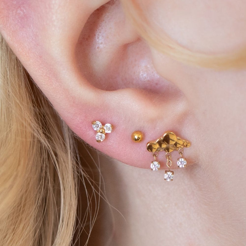 Yellow Gold Threadless Tops Crystal Trillium Earring Top The Curated Lobecartilageconchindustrial