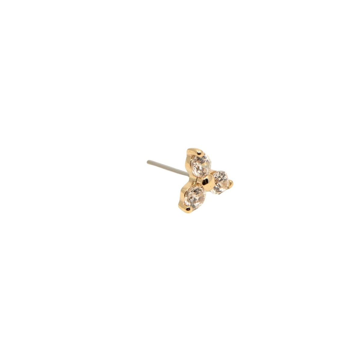 Yellow Gold Threadless Tops Crystal Trillium Earring The Curated Lobe14k gold14k gold topcartilage