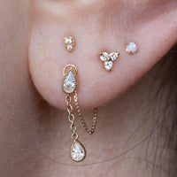 Yellow Gold Threadless Tops Crystal Trillium Earring The Curated Lobe14k gold14k gold topcartilage