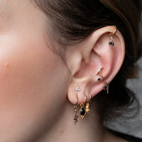 Yellow Gold Threadless Tops Crystal Trillium Earring The Curated Lobe14k gold14k gold topcartilage