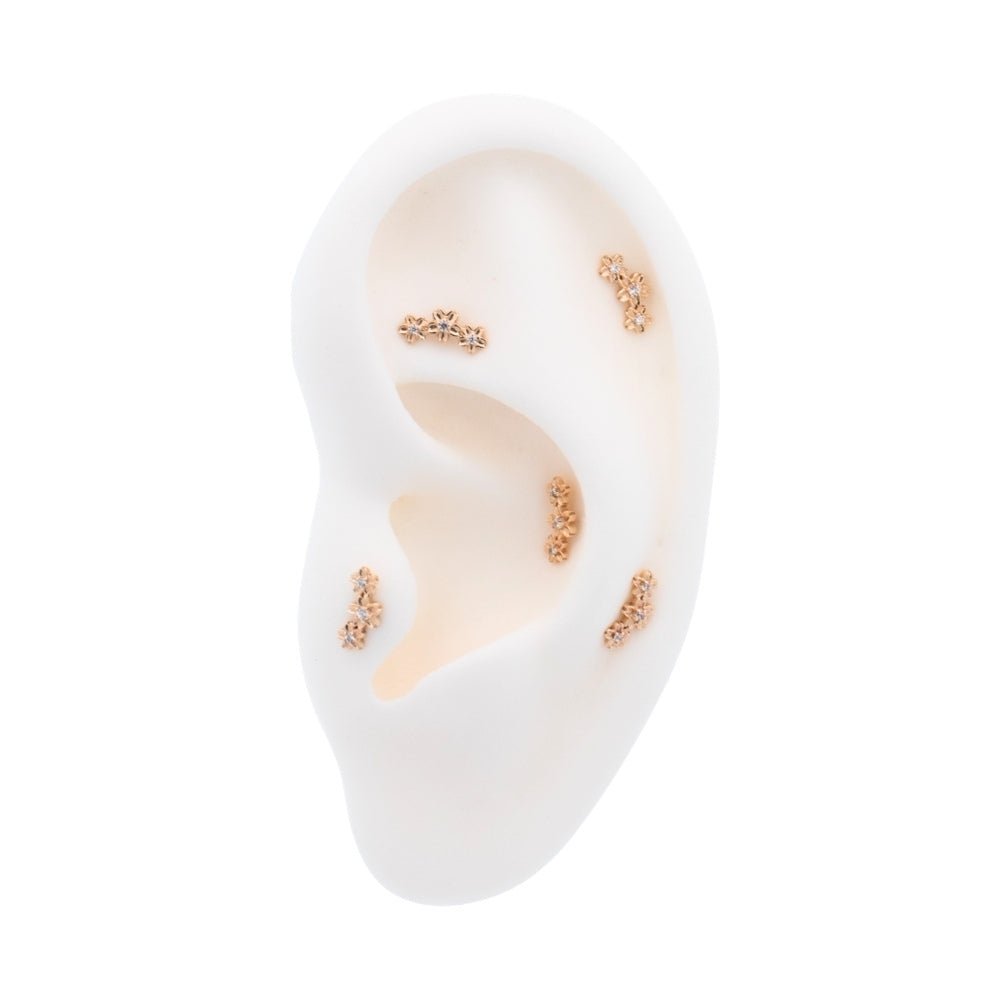 Yellow Gold Studs Curved Flower Earring The Curated Lobe14k gold14k gold topcartilage