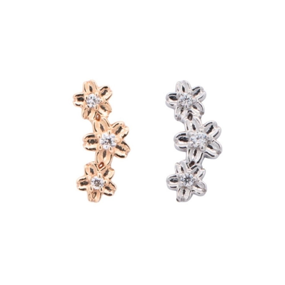 Yellow Gold Studs Curved Flower Earring The Curated Lobe14k gold14k gold topcartilage
