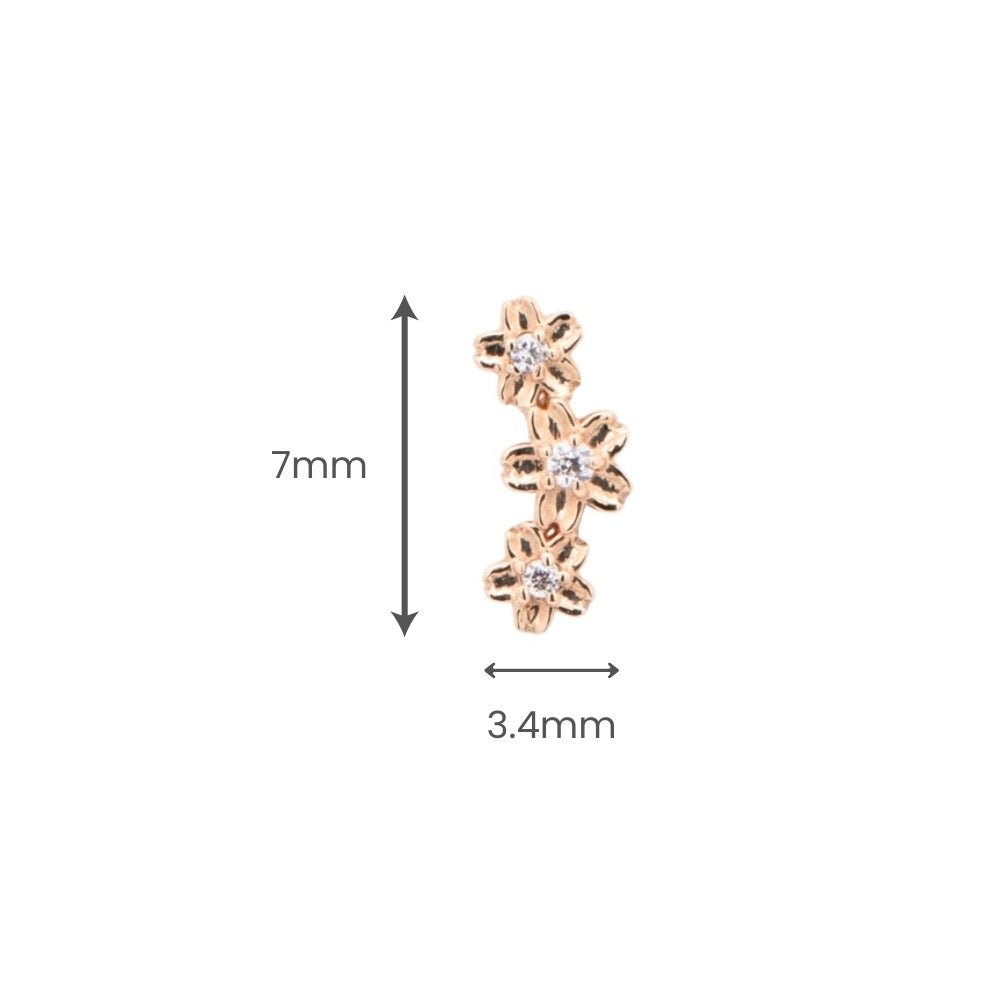 Yellow Gold Studs Curved Flower Earring The Curated Lobe14k gold14k gold topcartilage