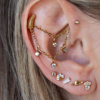 Yellow Gold Chains Connectors & Ear Jackets Double Layer Crystal Chain Connector The Curated Lobecartilagechain connectorconch