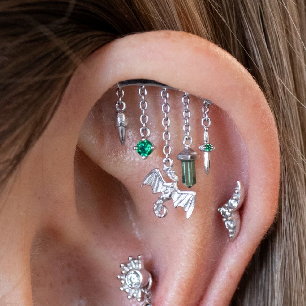 Yellow Gold Studs Emerald Amphithere Earring The Curated Lobe14k gold14k gold topcartilage
