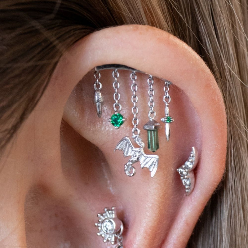 Yellow Gold Studs Emerald Amphithere Earring The Curated Lobe14k gold14k gold topcartilage