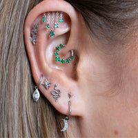 Yellow Gold Hoops Emerald Crystal Daith Clicker Hoop The Curated Lobe14k goldcartilagecartilage jewelry