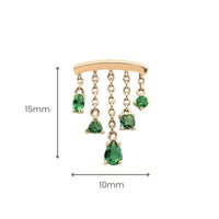 Yellow Gold Studs Emerald Multi - Cut Chandelier Earring The Curated Lobe14k gold14k gold topcartilage