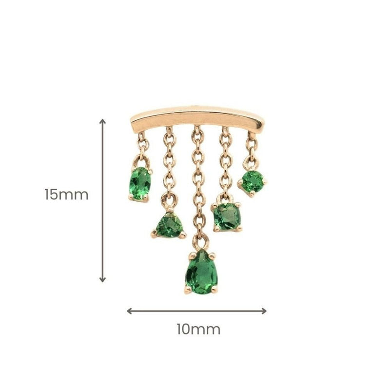 Yellow Gold Studs Emerald Multi - Cut Chandelier Earring The Curated Lobe14k gold14k gold topcartilage