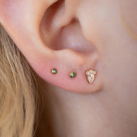 Yellow Gold Threadless Tops Emerald Swarovski Crystal Earring Top The Curated Lobeconchfaux rookflat