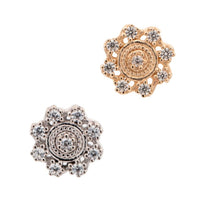 Yellow Gold Studs Filigree Crystal Flower Earring The Curated Lobe14k gold14k gold topcartilage