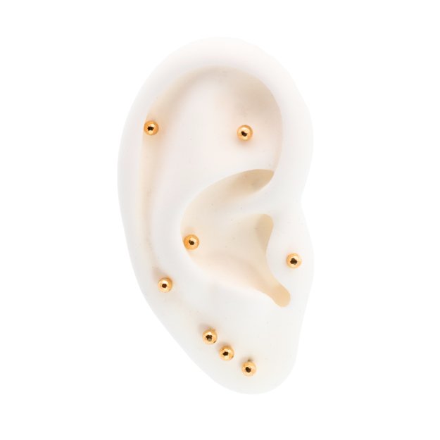 Yellow Gold Threadless Tops Hammered Ball Earring Top The Curated Lobeball earringconchfaux rook