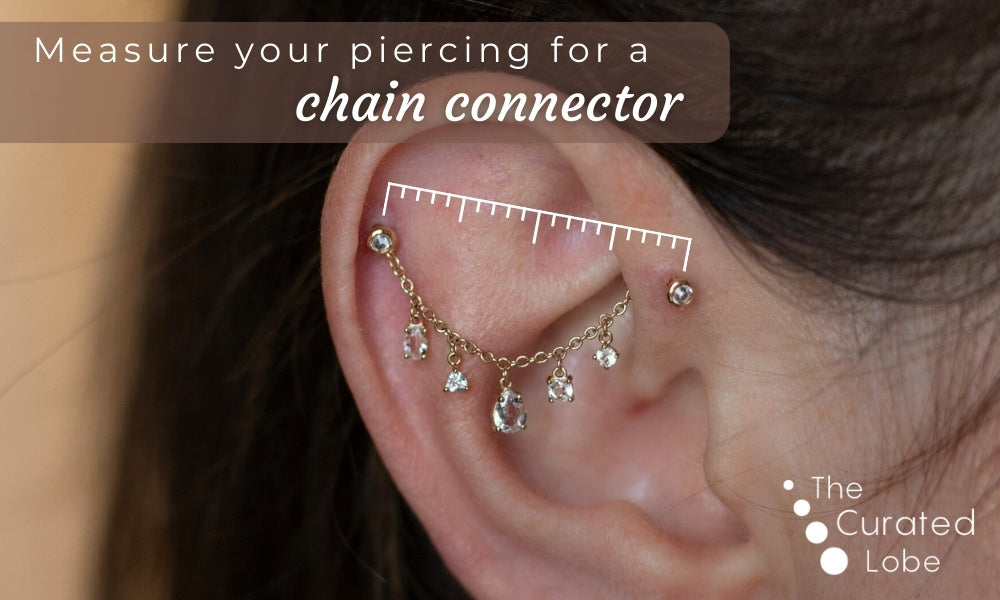 how to measure ear piercing chain with string
marking ear piercing chain length
measuring ear chain length with ruler
helix chain measurement guide
conch chain measurement tutorial