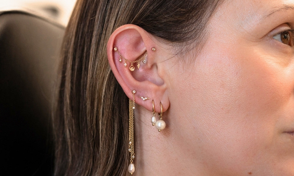 how to measure ear piercing chain with string
marking ear piercing chain length
measuring ear chain length with ruler
helix chain measurement guide
conch chain measurement tutorial