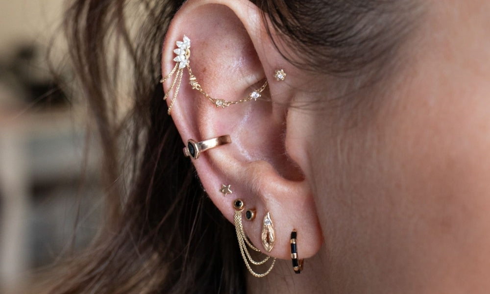 how to measure ear piercing chain with string
marking ear piercing chain length
measuring ear chain length with ruler
helix chain measurement guide
conch chain measurement tutorial