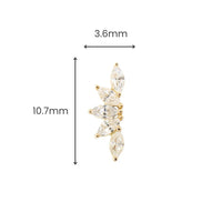 Yellow Gold Studs Long Crystal Fan Earring The Curated Lobe14k gold14k gold topcartilage