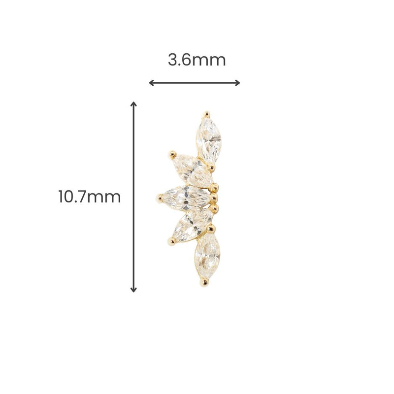 Yellow Gold Studs Long Crystal Fan Earring The Curated Lobe14k gold14k gold topcartilage