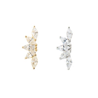 Yellow Gold Studs Long Crystal Fan Earring The Curated Lobe14k gold14k gold topcartilage