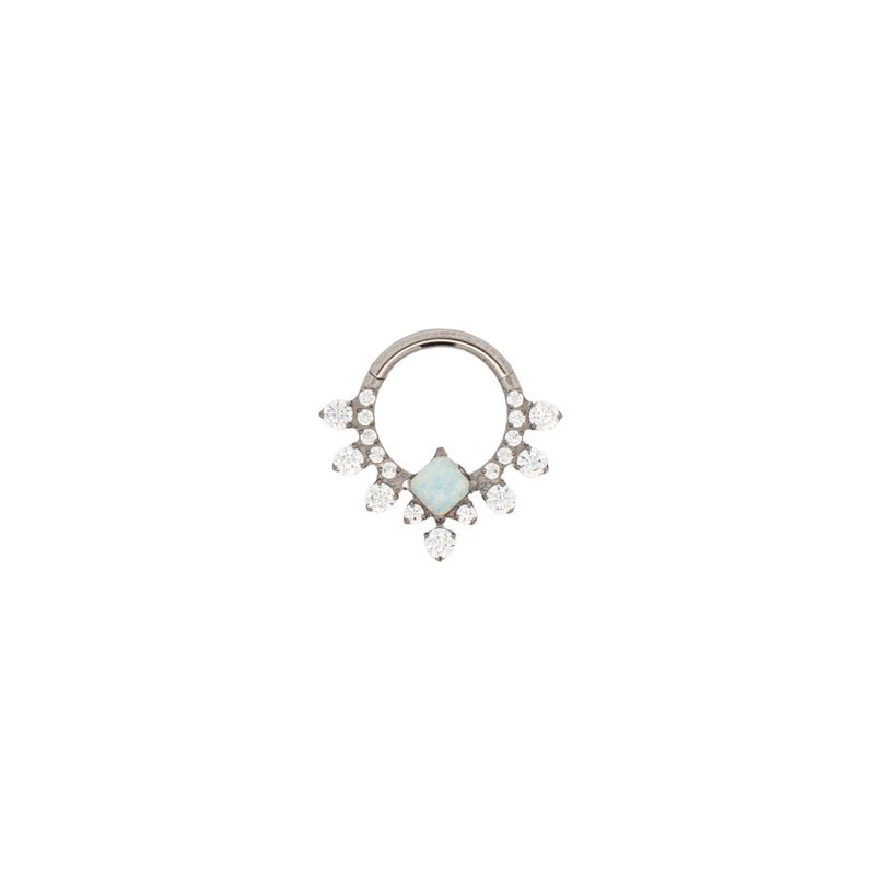 Silver Hoops Opal and Crystal Daith Clicker Hoop The Curated Lobedaithdaith clickerhoops