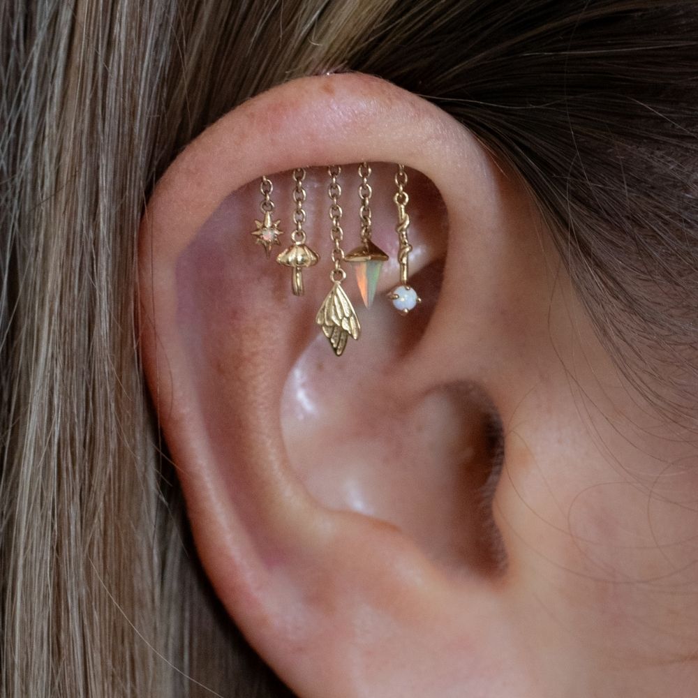Yellow Gold Studs Opal Faerie Earring The Curated Lobe14k gold14k gold topcartilage