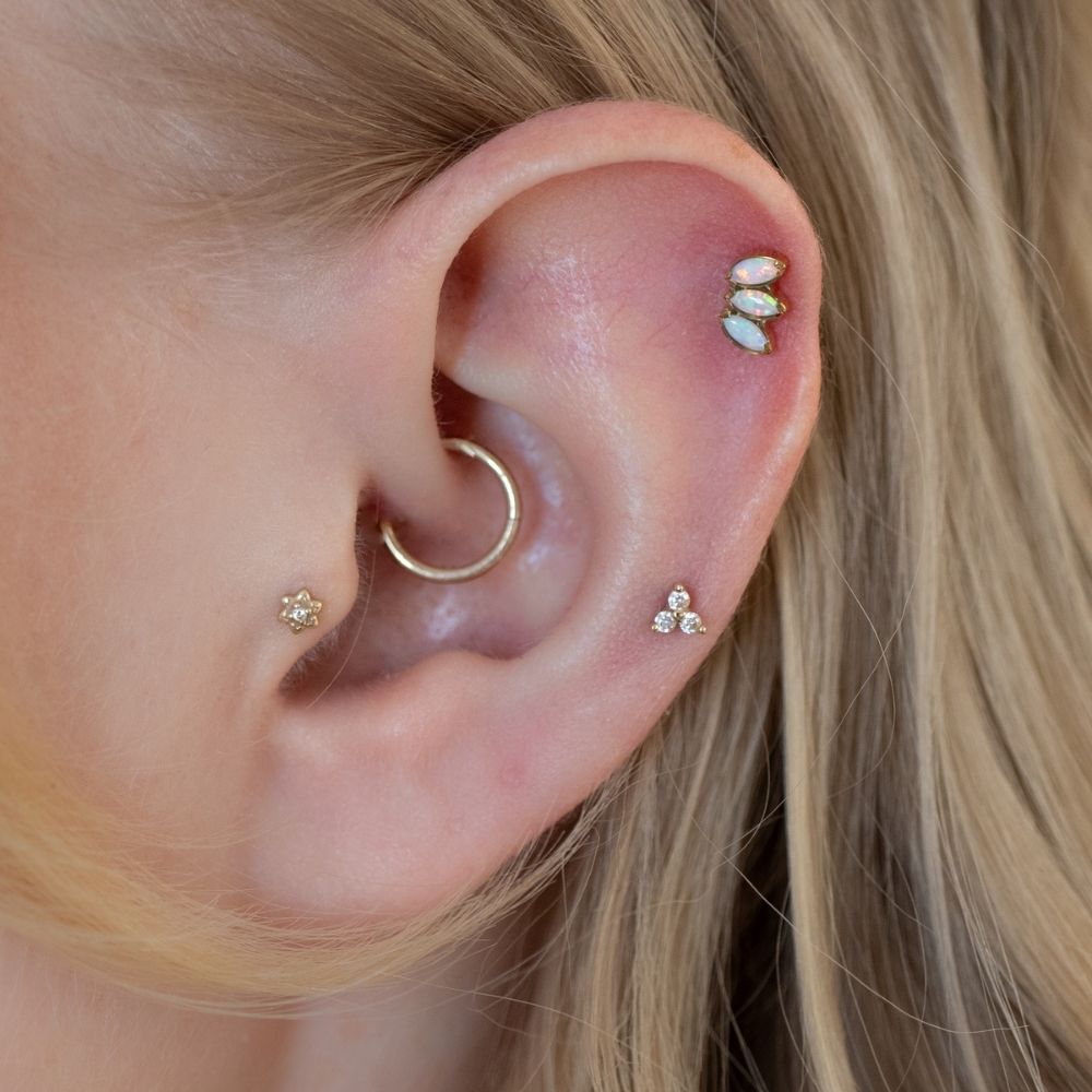 Yellow Gold Threadless Tops Opal Fan Earring Top The Curated Lobecartilageconchflat