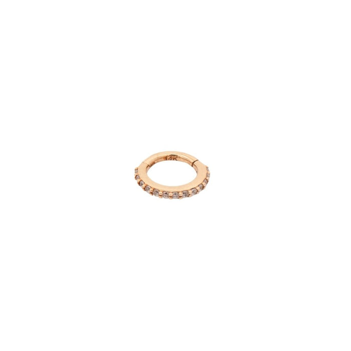 Yellow Gold Hoops Pave Bottom - Facing Crystal Clicker Hoop The Curated Lobe14k goldcartilagecartilage jewelry