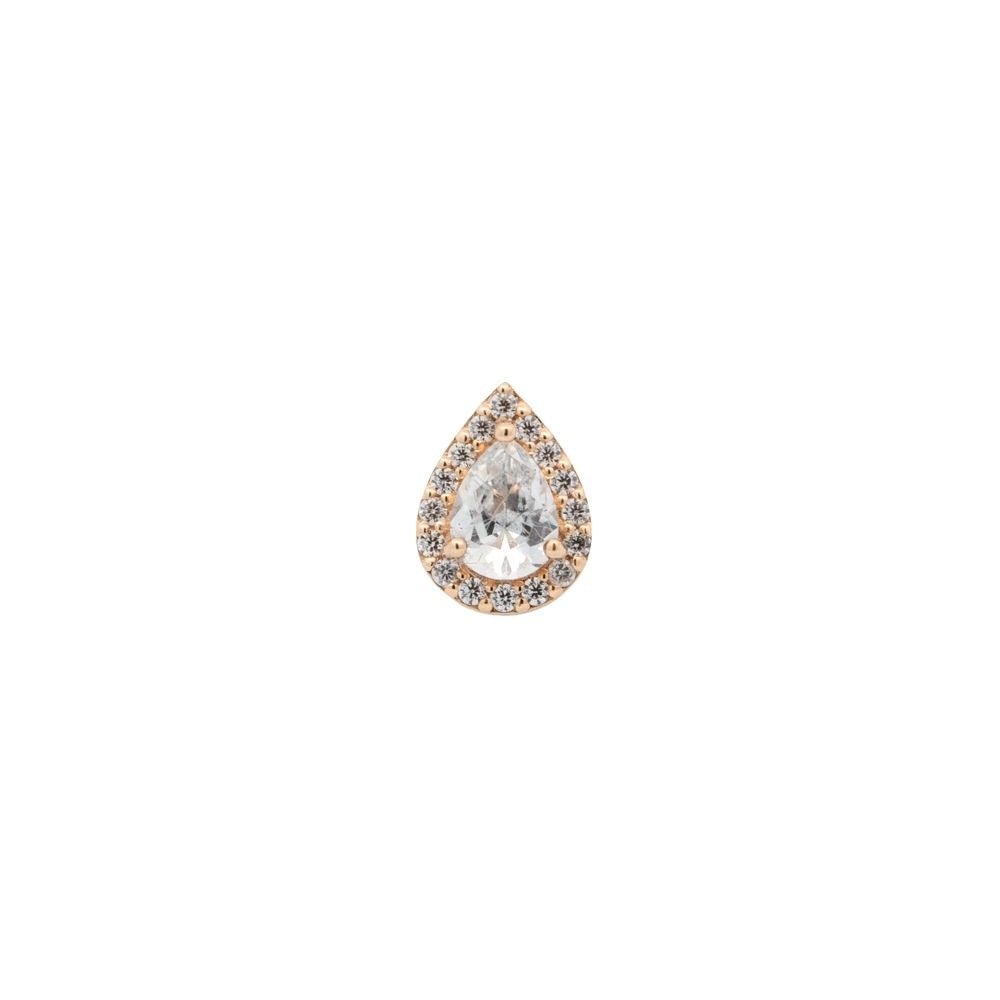 Yellow Gold Studs Pave Crystal Droplet Earring The Curated Lobe14k gold14k gold topcartilage