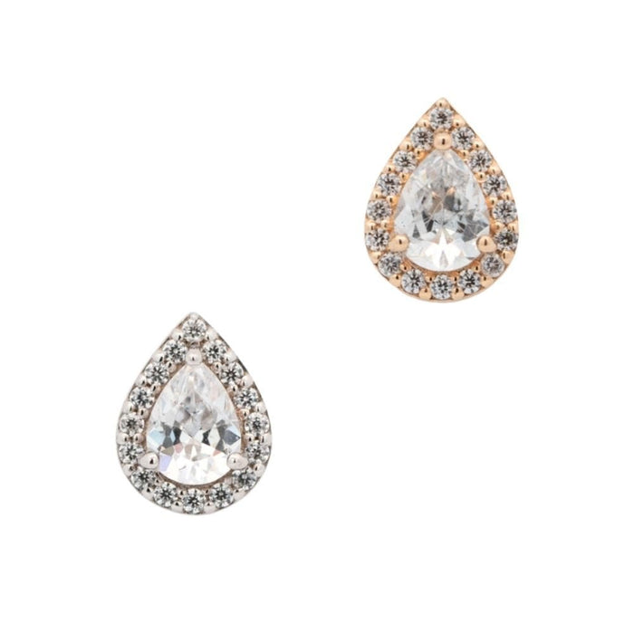 Yellow Gold Studs Pave Crystal Droplet Earring The Curated Lobe14k gold14k gold topcartilage